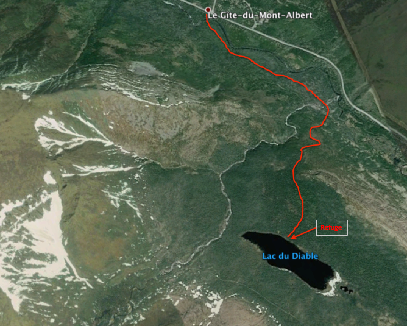 Chemin emprunté pour aller au refuge du mont Albert