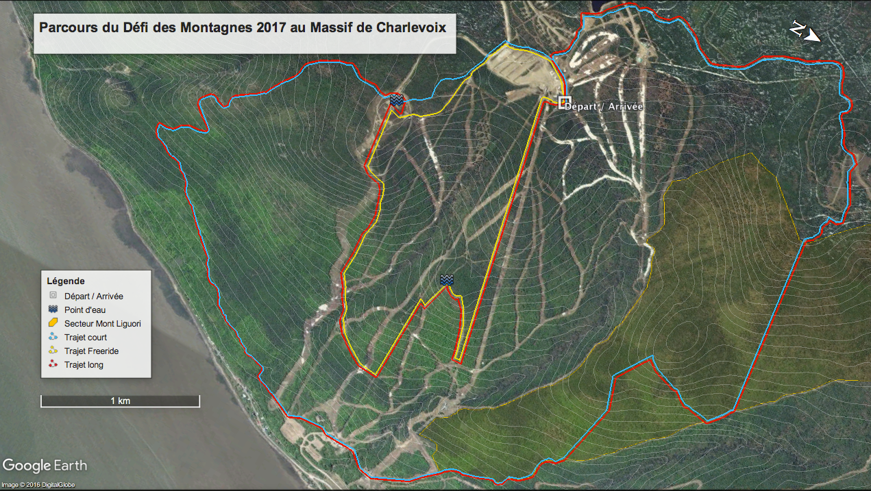 Tracé du parcours du Défi des montagnes 2017, Massif de Charlevoix